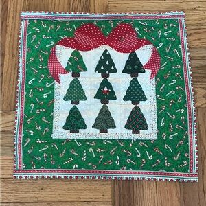 Christmas Tree Quilt Wall Hanging 16” x 16”